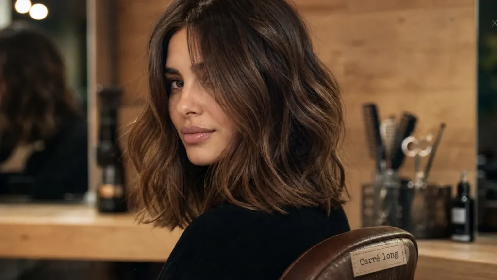 Cheveux épais : le carré long qui garde du poids sans effet casque