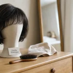e.t perruque médicale noire, bonnet et brosse, confort et matières à vérifier
