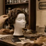 Perruquier en atelier : perruque médicale sur mannequin