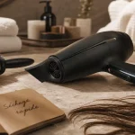 Seche cheveux ghd avis : sèche-cheveux Helios noir mat, embout concentrateur et cheveux lissés