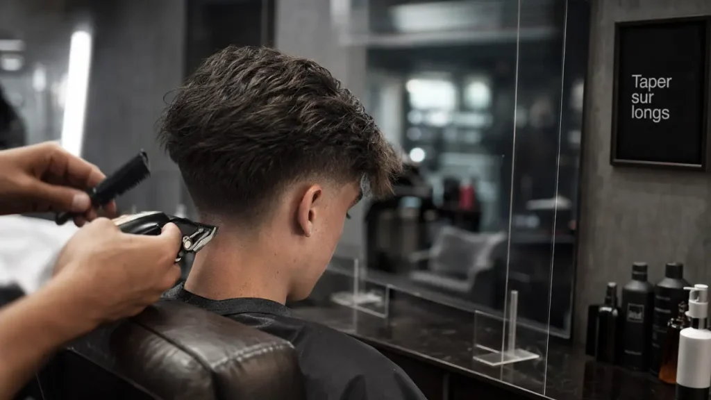 Taper cheveux longs : dégradé subtil en salon