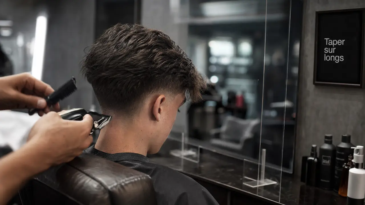 Taper cheveux longs : dégradé subtil en salon
