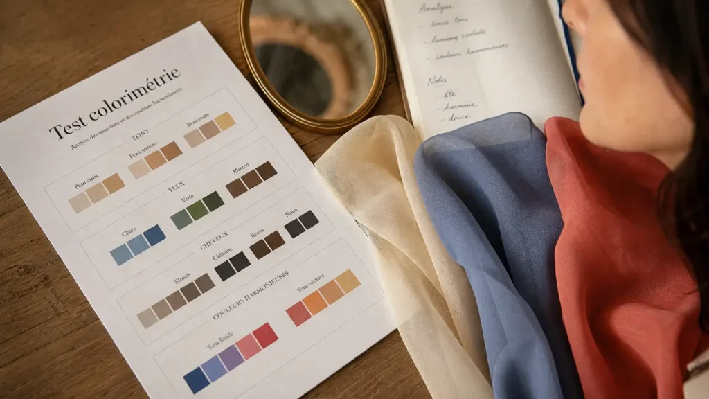Test de colorimétrie gratuit : sous-ton, contraste et saison en 3 minutes