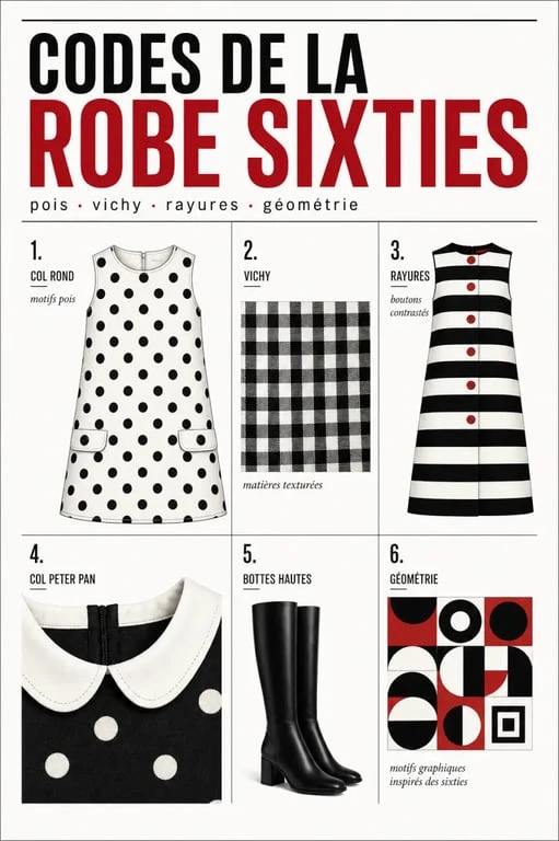Robe mode année 60 : motifs, cols et détails qui signent le style sixties