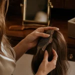 clic perruque femme : zone de clips sur la monture
