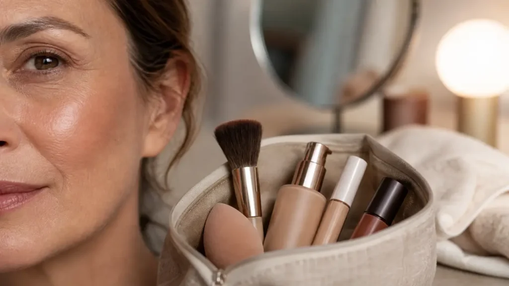 Maquillage pour peau mature, peau hydratée au fini satiné