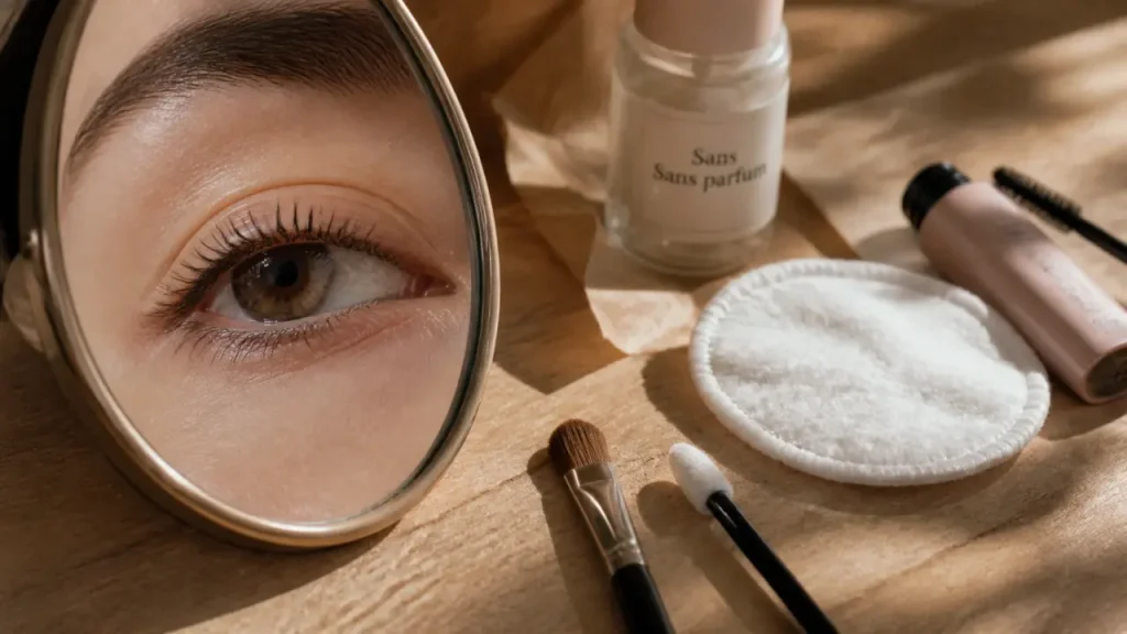 Maquillage yeux allergiques : crème sans parfum, paupière sans poudre