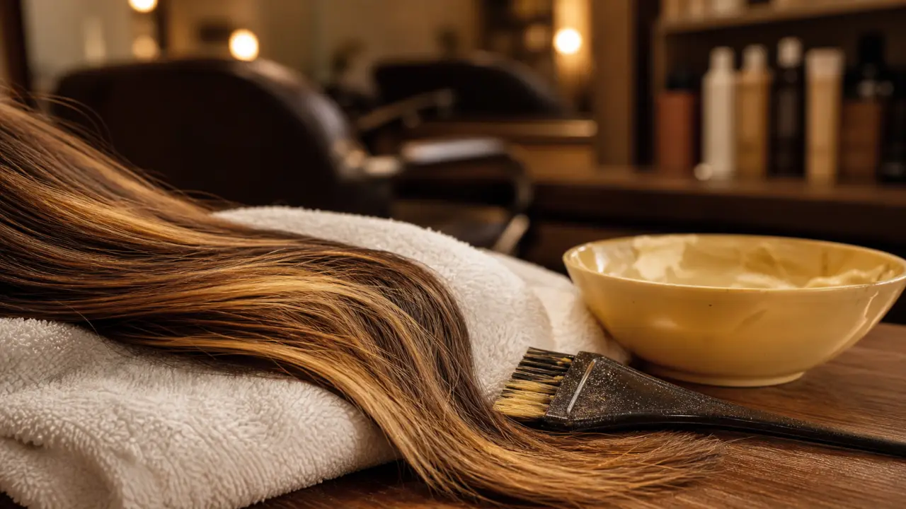 Meche blonde sur du brun, reflets blond miel sans reflets orange