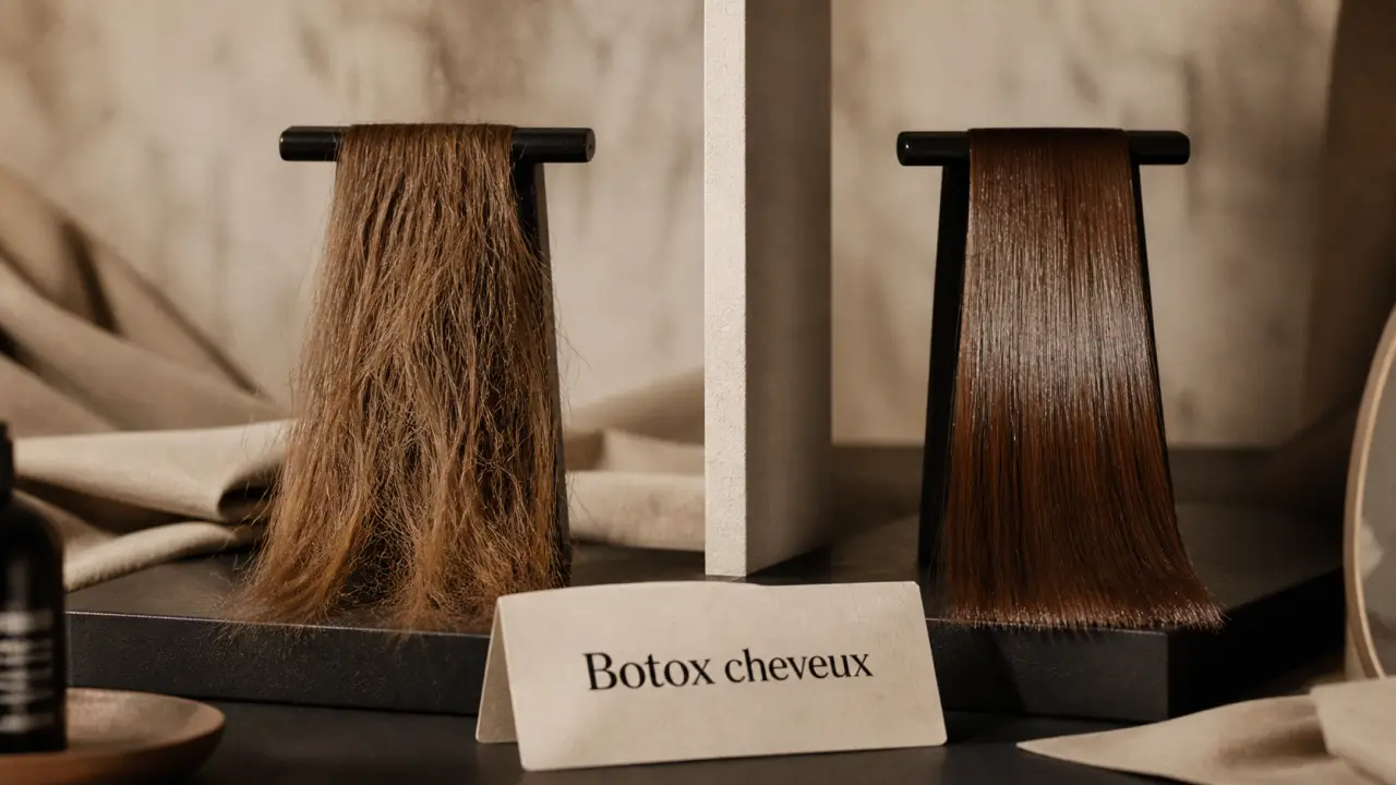 Soin botox cheveux avant/après : brillance, souplesse, frisottis réduits
