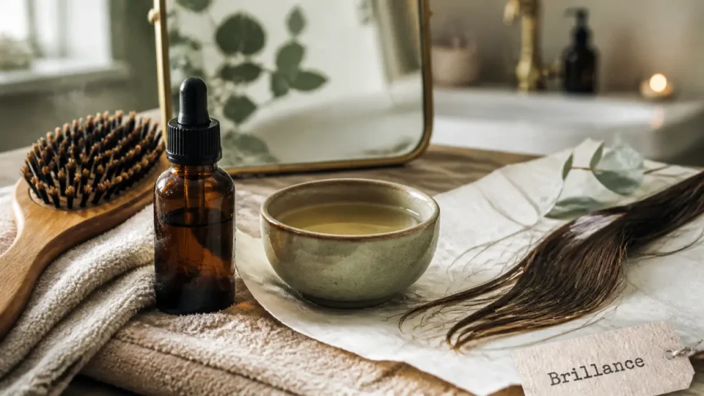Soin cheveux ternes : brillance, cuticule, rinçage acide