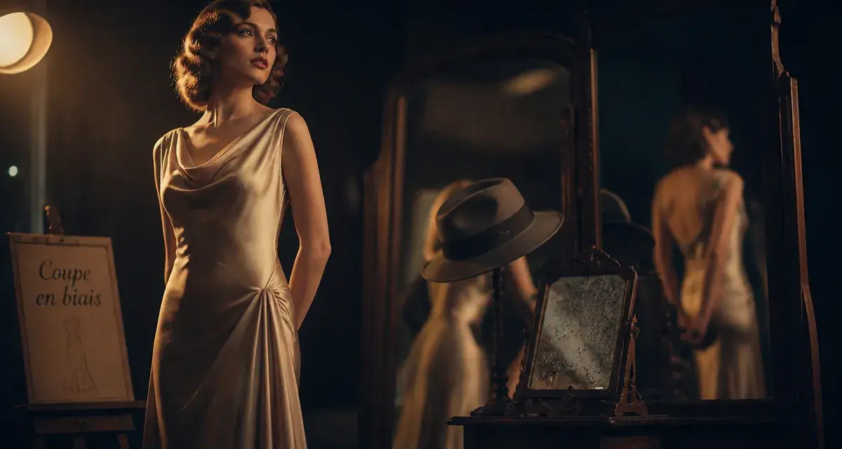 Tenue femme des annees 30 : robe en coupe en biais élégante