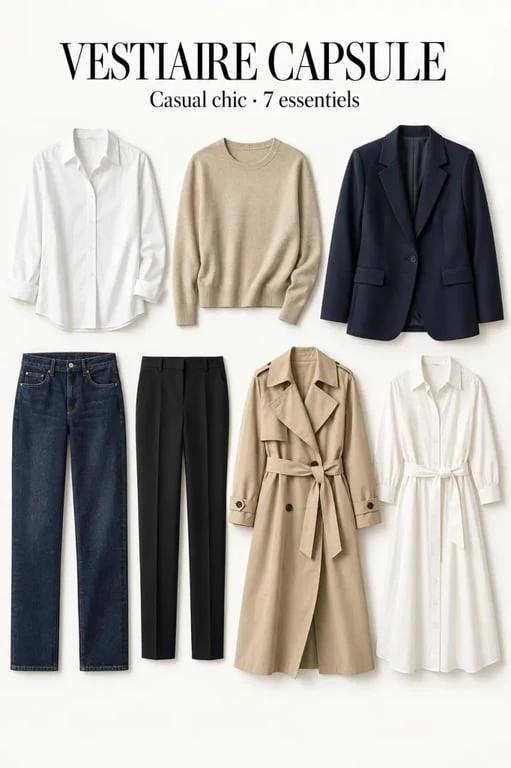 Garde-robe capsule style casual chic femme avec pièces polyvalentes