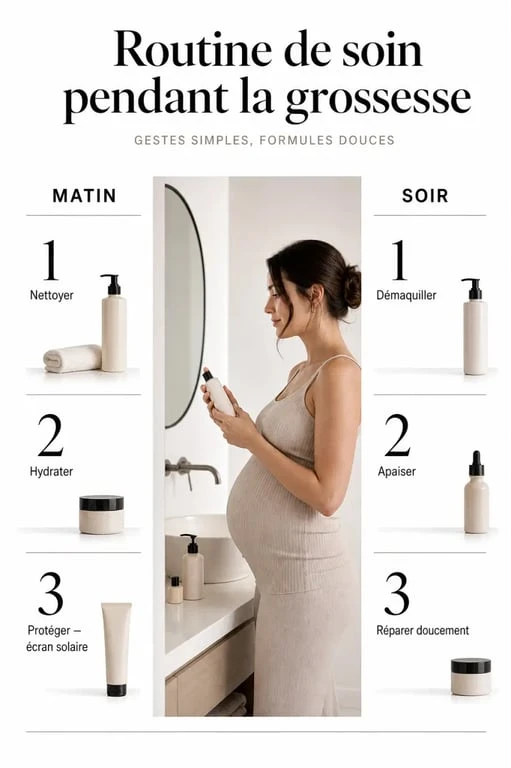 Soin du visage femme enceinte : routine matin et soir en trois étapes