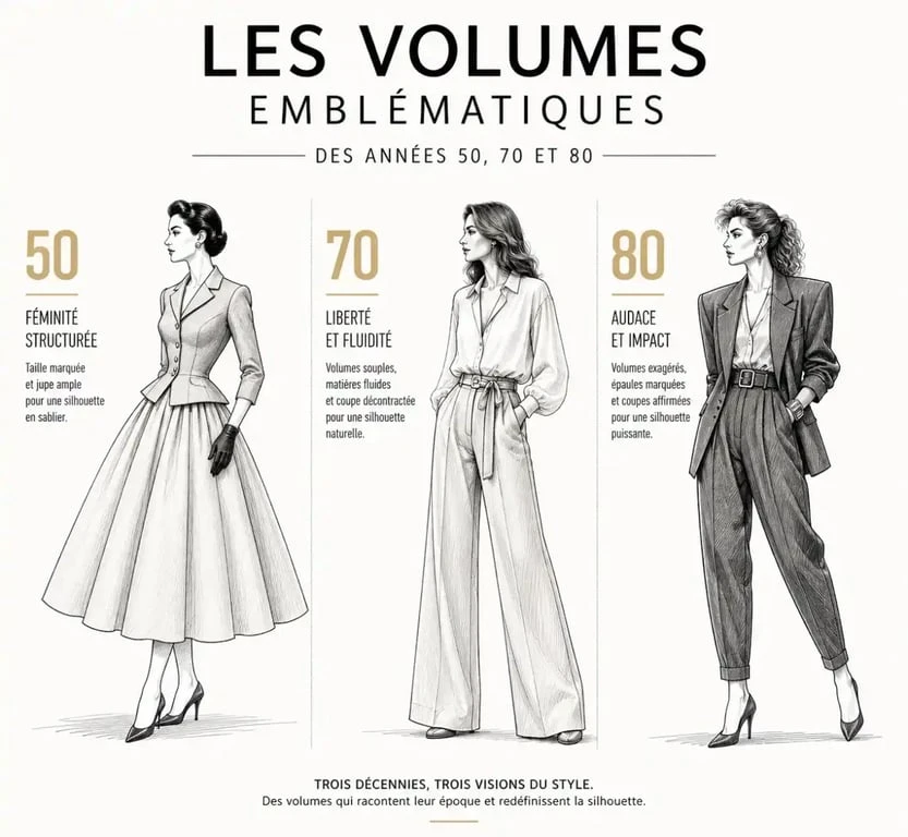 Évolution des volumes et silhouettes dans le style vintage à travers les décennies