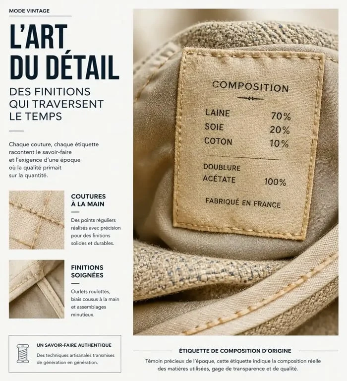 Détails de fabrication pour authentifier un vêtement de style vintage