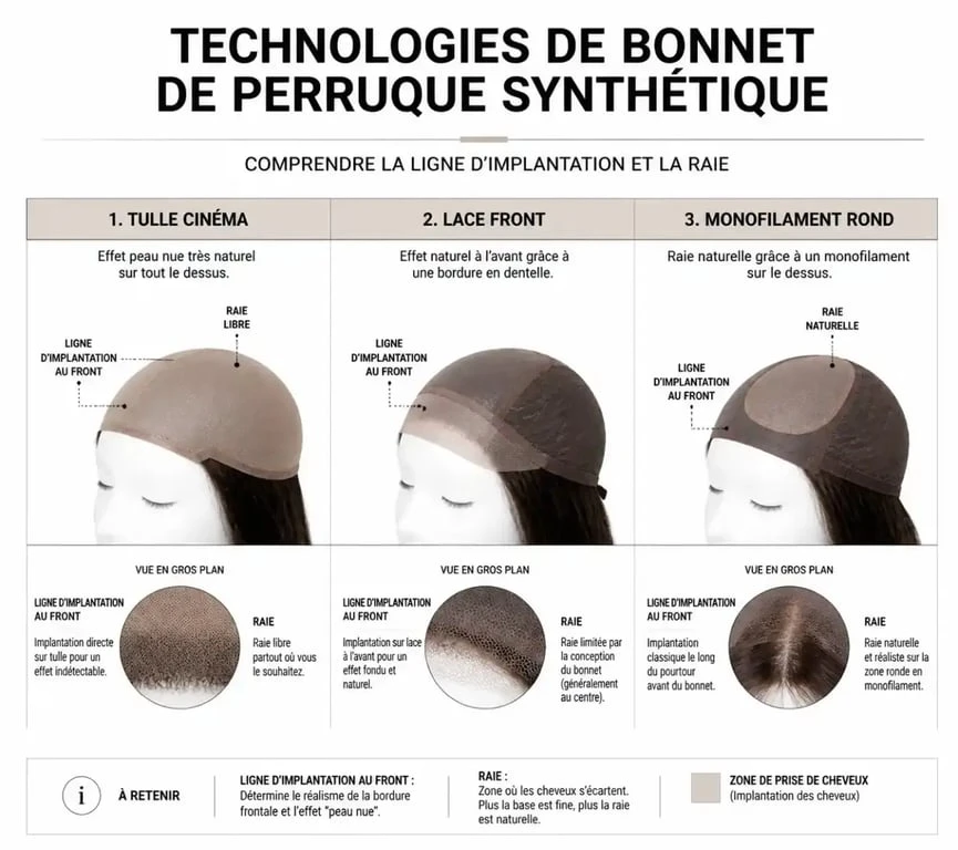 Technologies de bonnet perruque synthétique lace front et monofilament