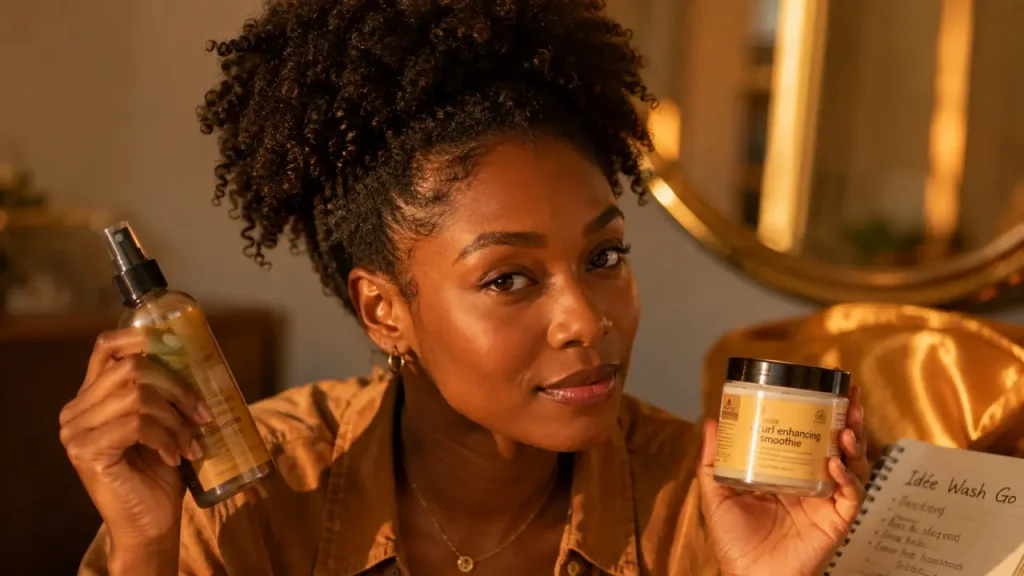 idee coiffure cheveux crepu 4A 4B 4C : afro structuré et puff protecteur