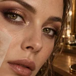 Maquiller les yeux noisettes : cuivre et prune, point lumineux champagne, mascara brun
