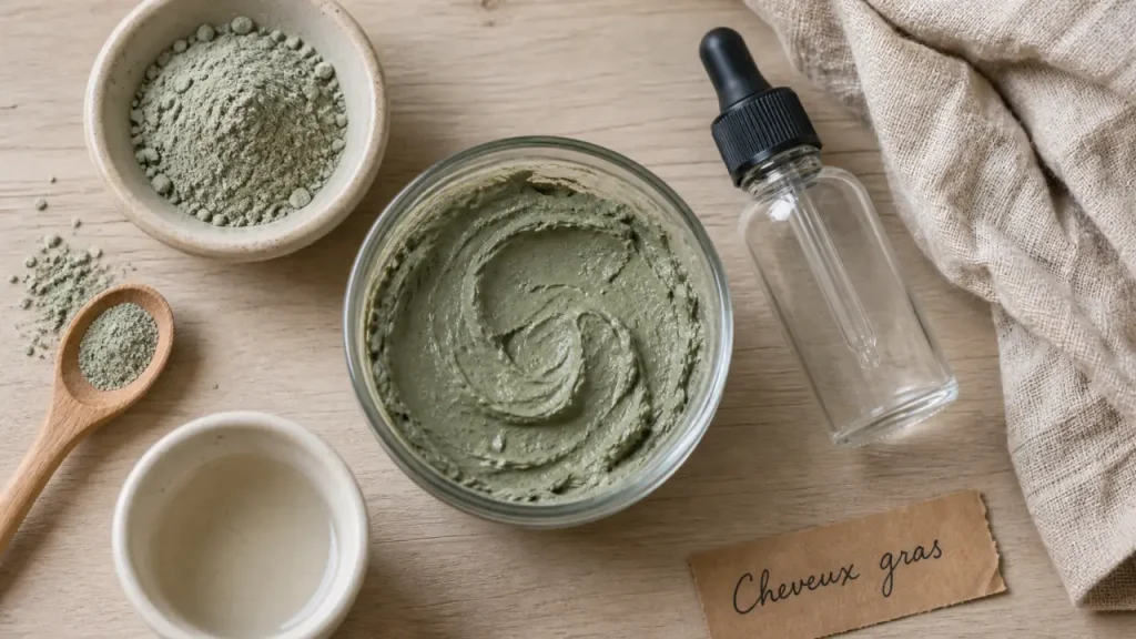 Shampoing maison pour cheveux gras : argile verte et rhassoul