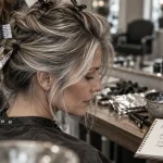 Meche grise femme fondue sans démarcation, salon capillaire