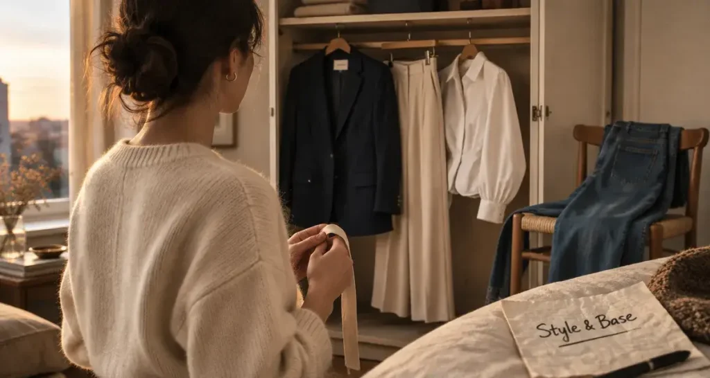 Style vetement femme : base et signature au quotidien, blazer et pantalon fluide
